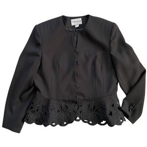 John Meyer of Norwich Blazer Women's 14P Black Beaded Peplum formal black tie